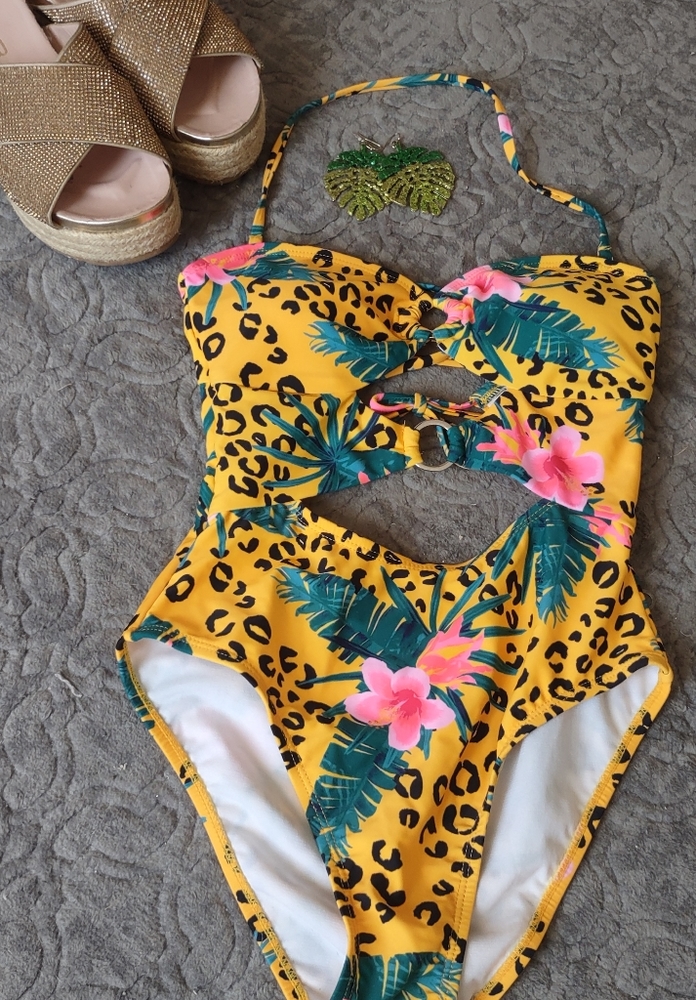 Cheetah floral bath swim suit - Picture 2 of 3
